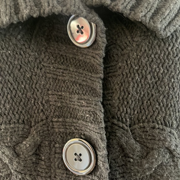 CANDIES BUTTON UP BLACK SWEATER - Picture 2 of 4